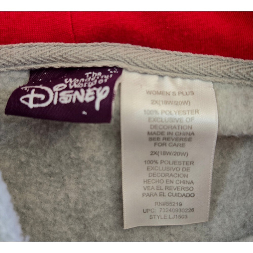 Disney Mickey Mouse Womens 2XL 1/4 Zip Fleece Hoodie Sweatshirt Gray VTG Y2K - Picture 3 of 9